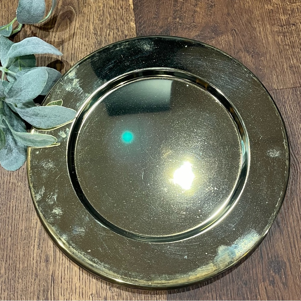 Vintage Solid Brass Charger Plates (Set of 4) Serving Tray (11.5") Decorative